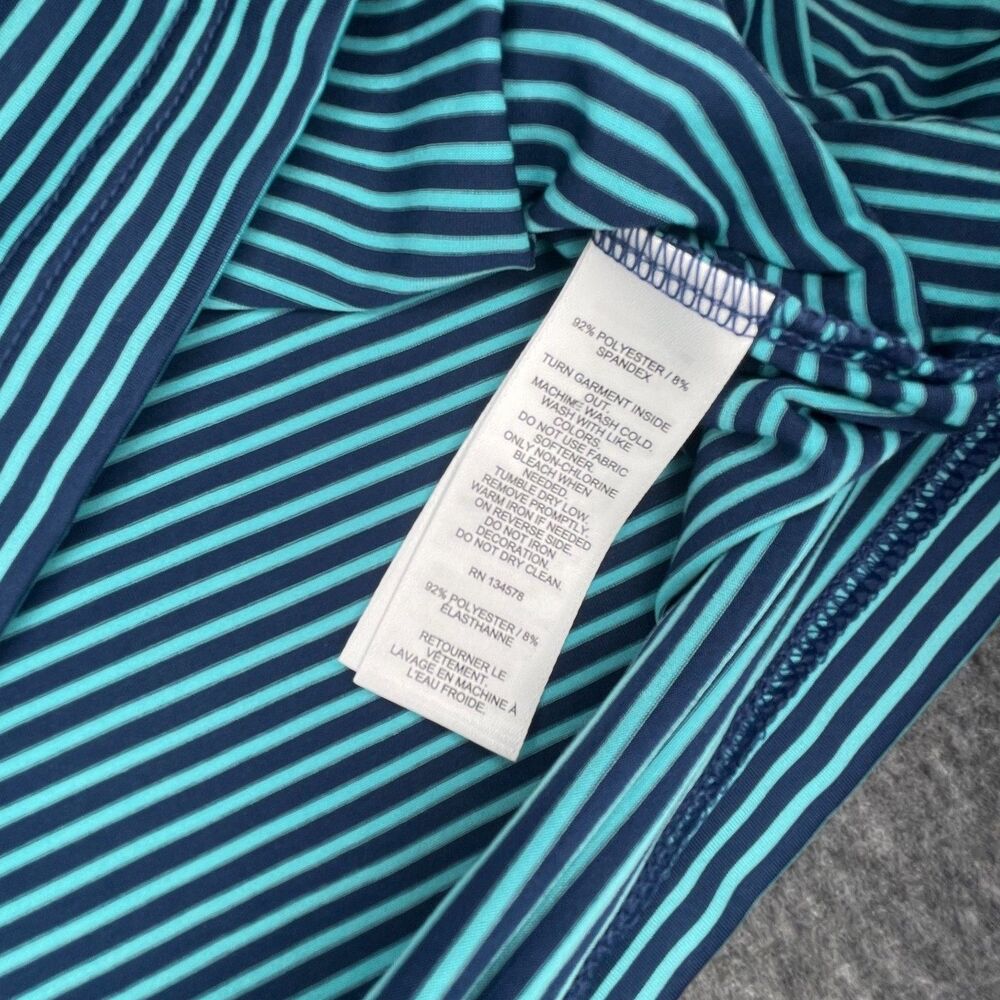 Vineyard Vines Large Golf Polo Sankaty Stripe Navy Teal Performance Stretch - Picture 10 of 13